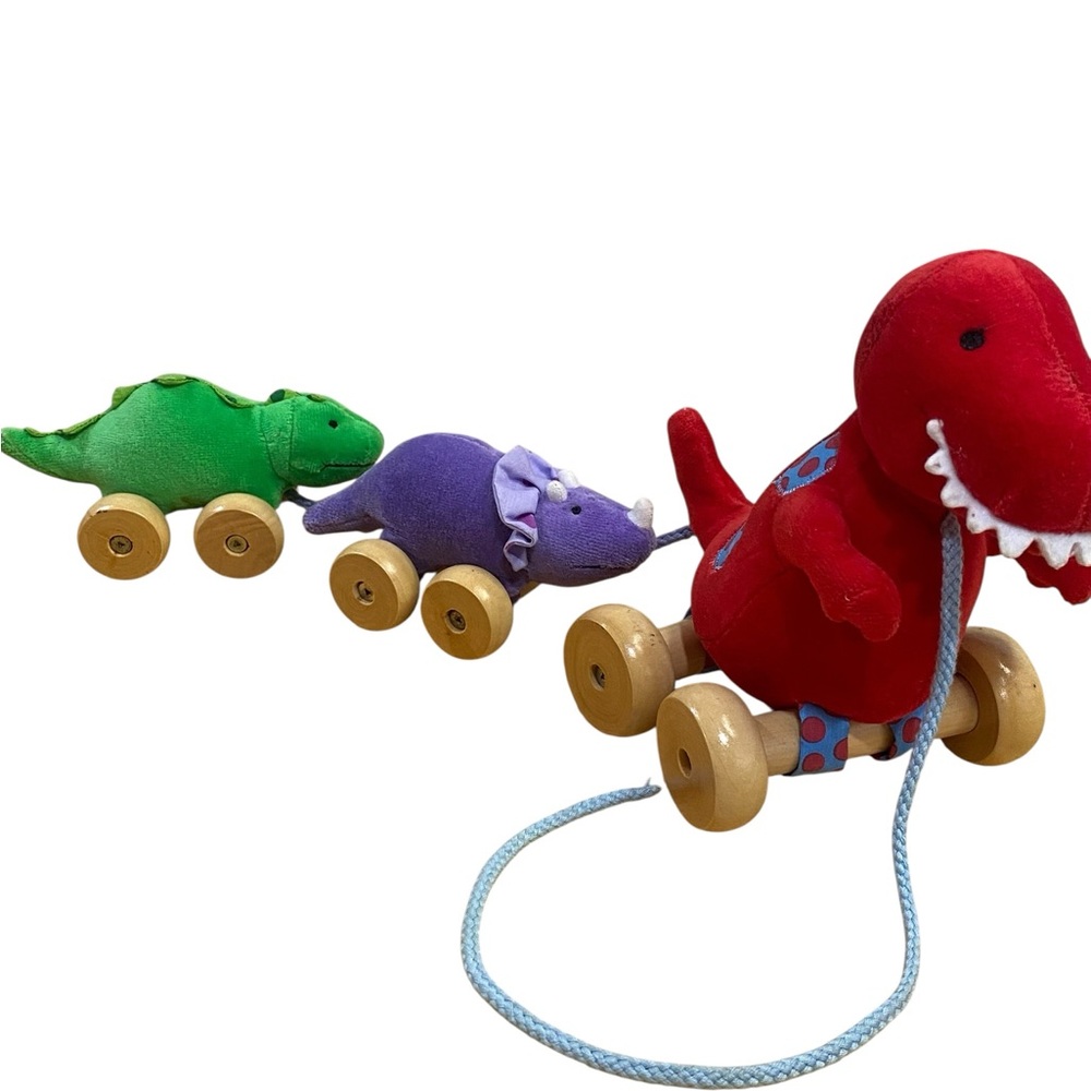 Rich Frog Plush and Wood Dinosaur Train Pull Toy